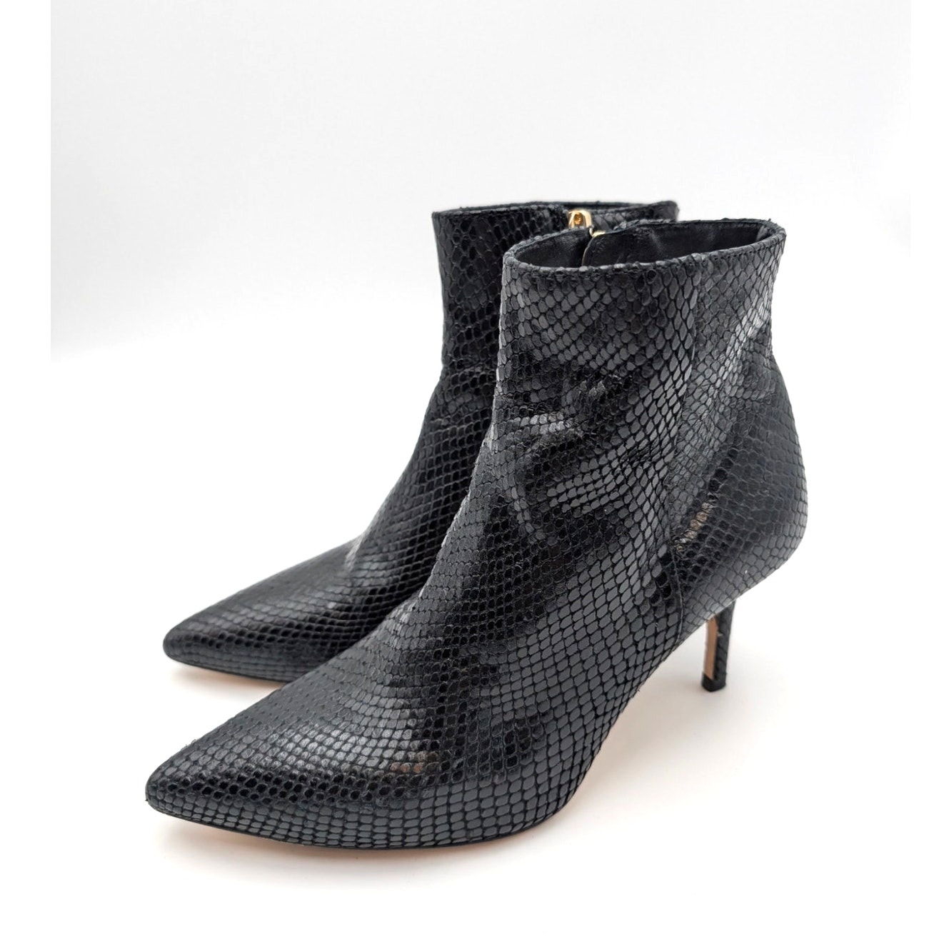 L'agence Snakeskin Block Heeled Ankle Boots Women's Black Size Us6 Eu36.5